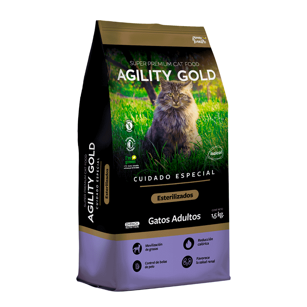 Agility Gold Gatos Esterilizados - Alimento Seco Súper Premium (1.5 kg)